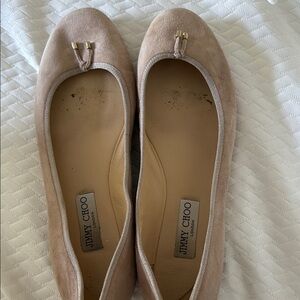 Jimmy Choo Tan Suede Ballet Flats